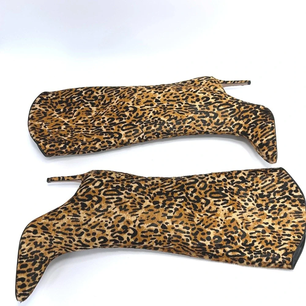 Schutz Size 5.5 Leopard‎ Print Knee High Boots NEW Calf Hair Stiletto Heels $338
